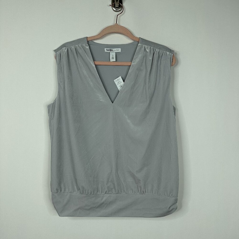 NWT White House Black Market Sleeveless Velvet Banded Top Moonlight XXS - Picture 2 of 7